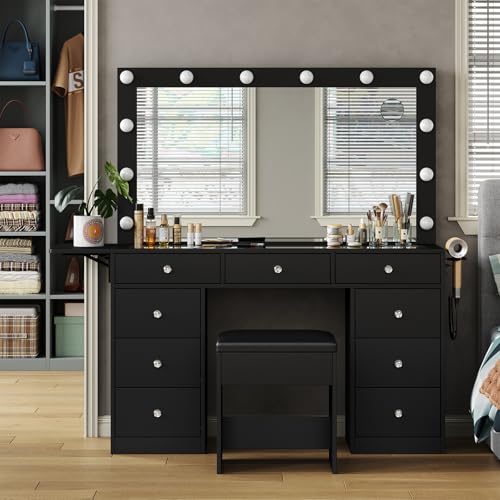 Vanity Desk with Mirror and 9 Drawers A929474