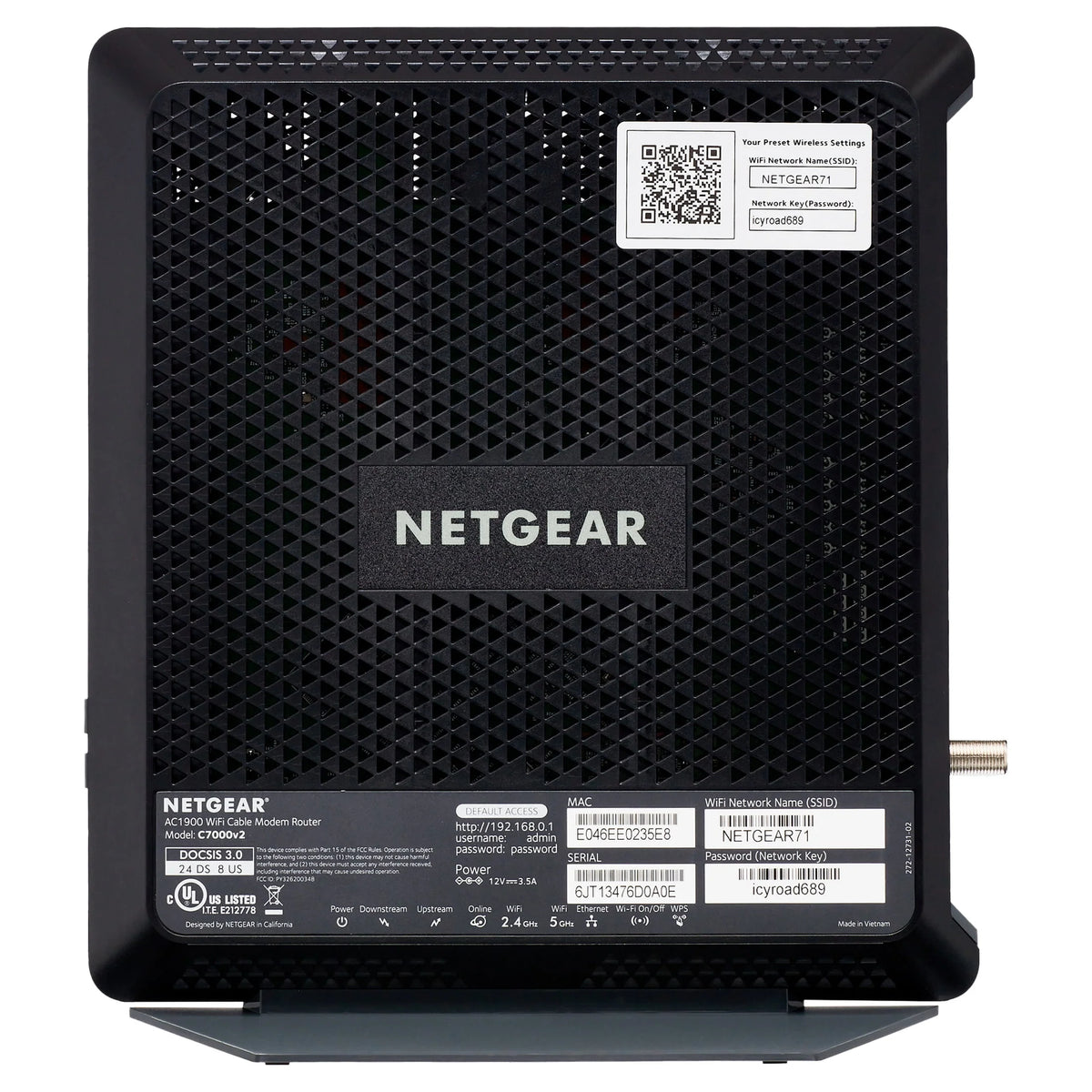 AC1900 DOCSIS 3.0 Cable Modem + WiFi Router V937066