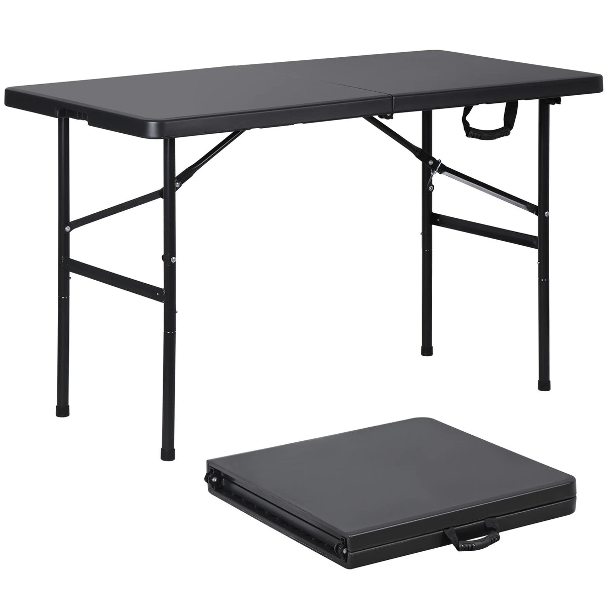 4 Ft Black Folding Plastic Table Y25211