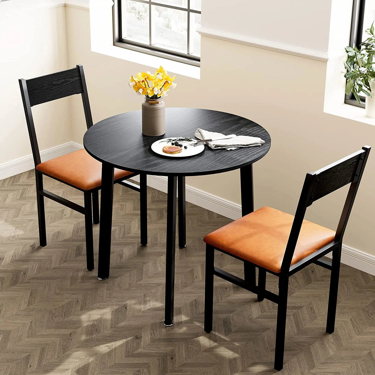 3 Piece Dining Table Set with Cushioned Chairs X67389