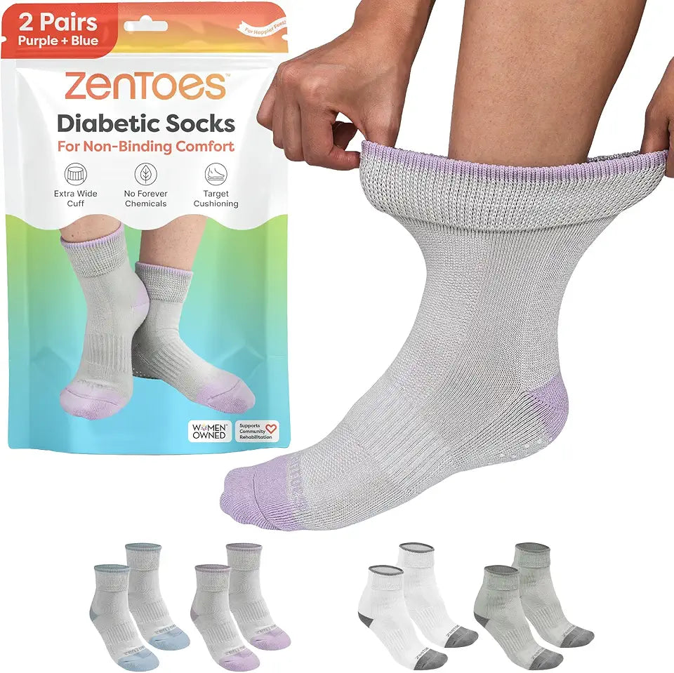 Breathable Diabetic Socks with Arch Support, 2 Pairs, Medium L763529