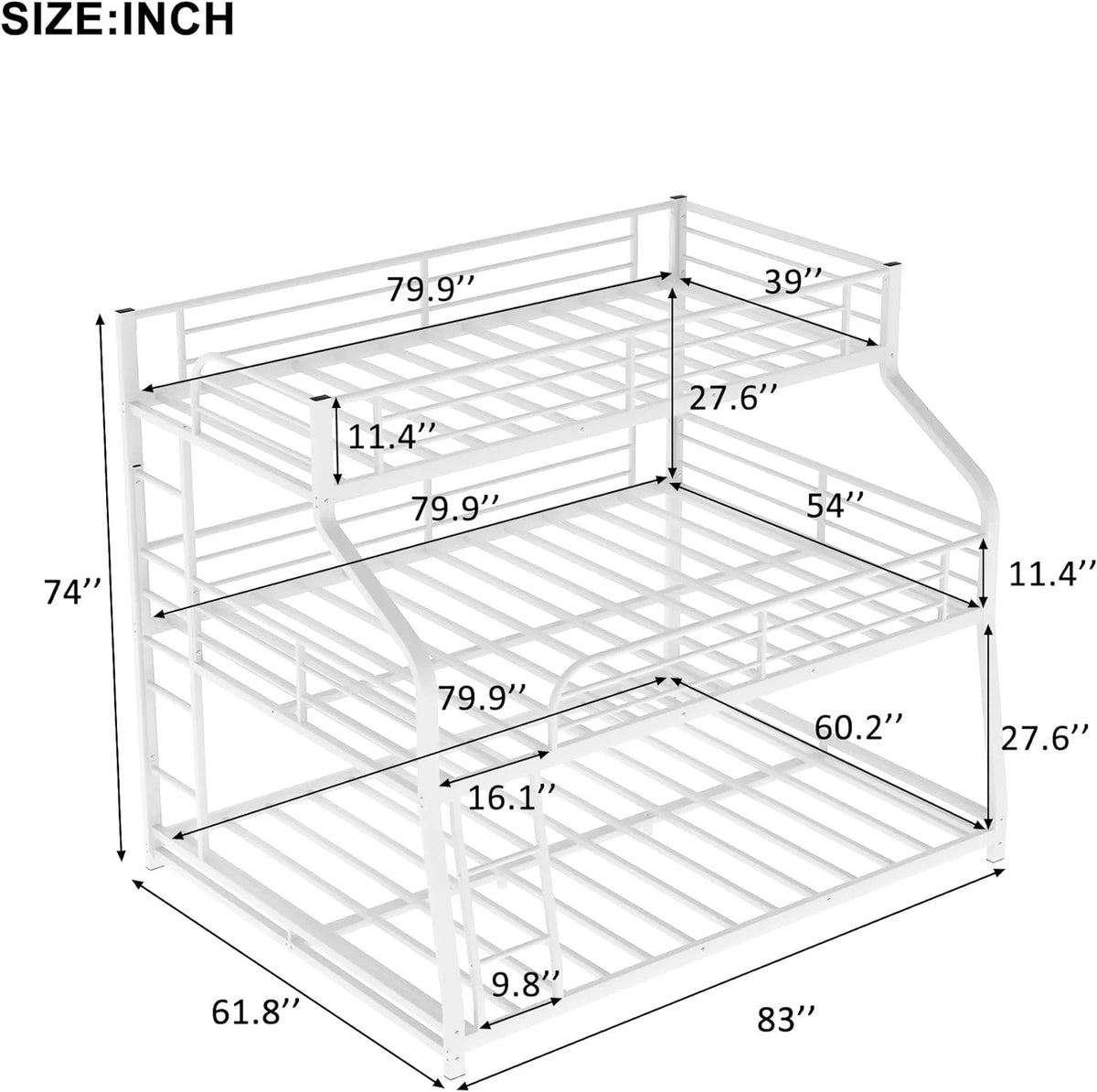 Metal Bunk Bed with Ladders W947