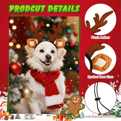 Dog Elk Reindeer Antler Headband with Santa Hat A483