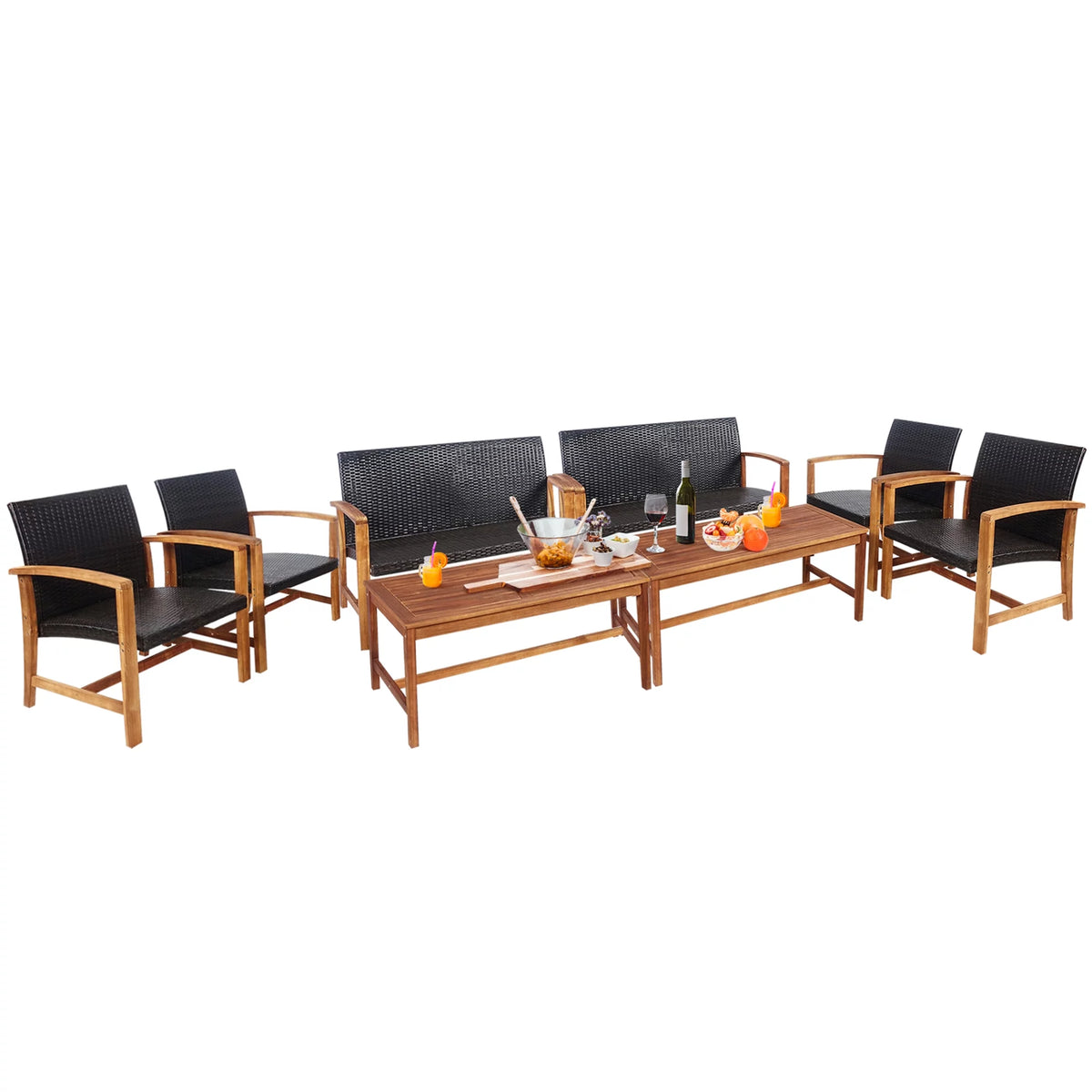 8 Pcs Acacia Wood Patio Conversation Set O428