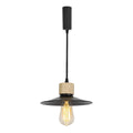 Wood Base Black Metal Shade Track Pendant Light U574