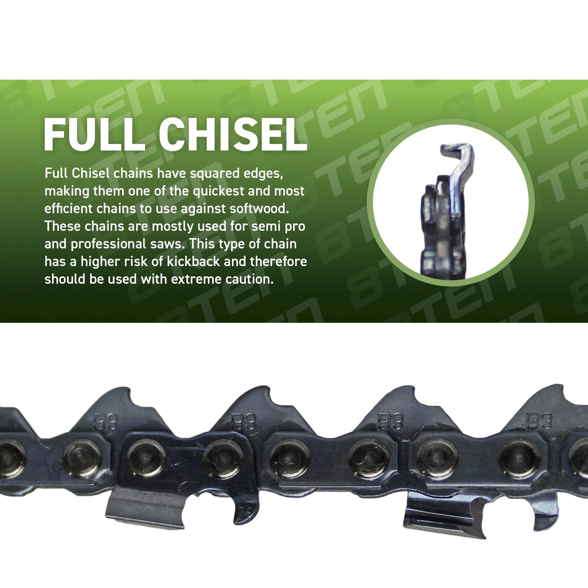 14 inch .050 3/8 52DL Full Chisel Chainsaw Chain 2 Pack M595897