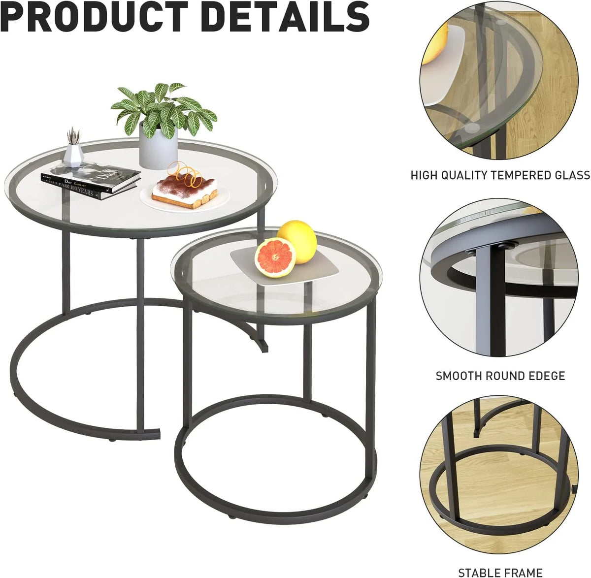 Tempered Glass Round End Table Z1002