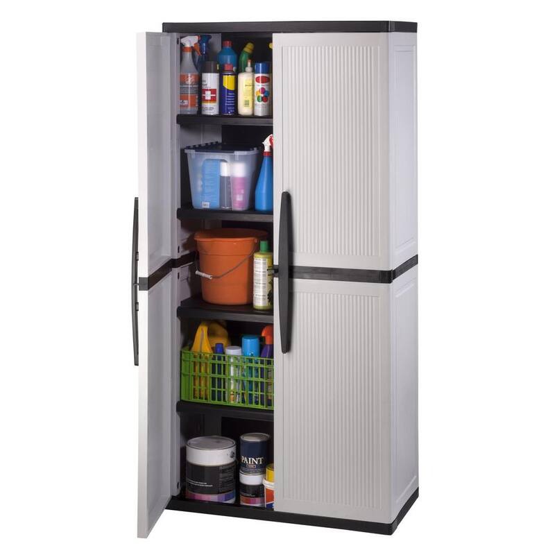 Gray Plastic Freestanding Garage Cabinet R65015