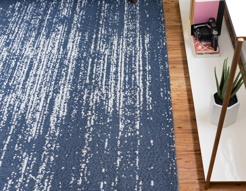 Navy Blue 5' x 8' Flatweave Rug J4264