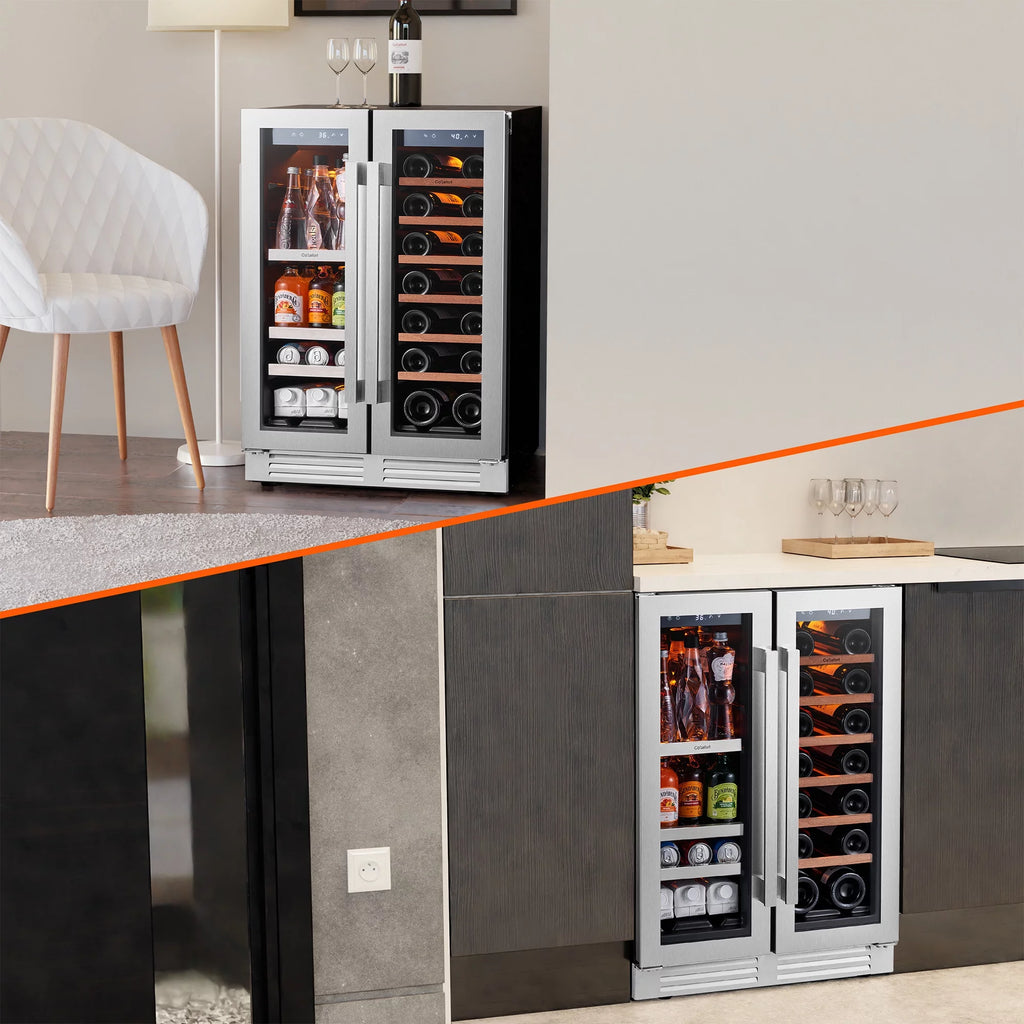 24 inch Dual Zone Wine Cooler Beverage Refrigerator N818