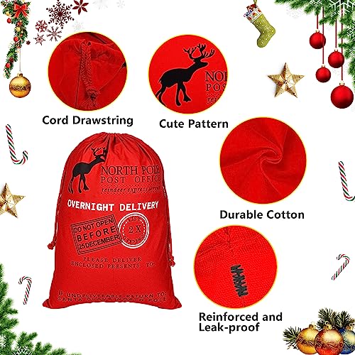 6 Packs Large Cotton Canvas Christmas Bag With Drawstrings C4132