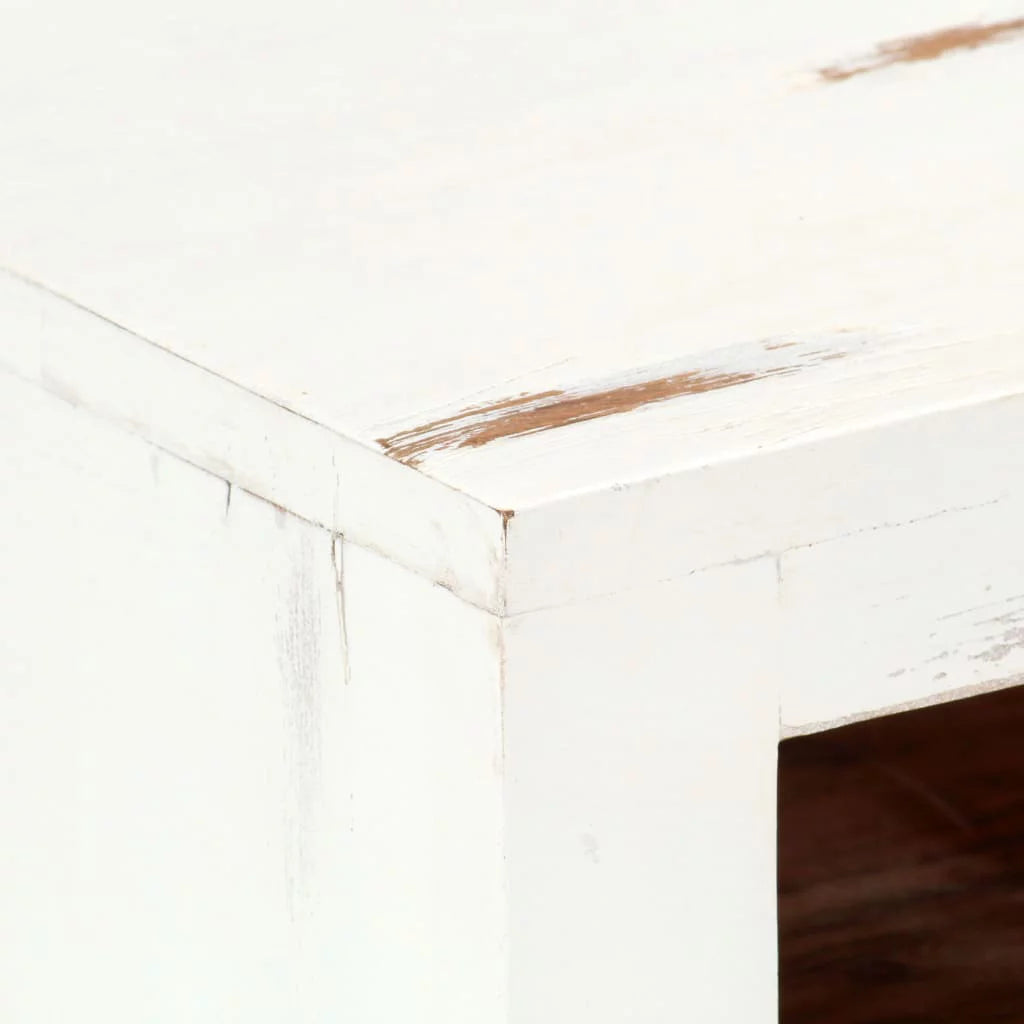 White Solid Acacia Wood TV Cabinet W669