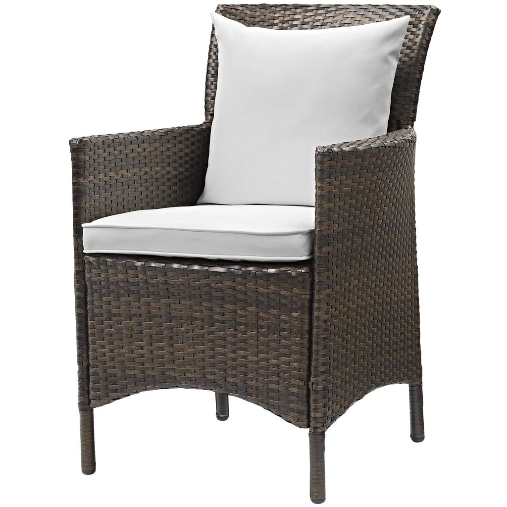 Brown White Rattan Wicker Dining Chair Set of 2 O8219
