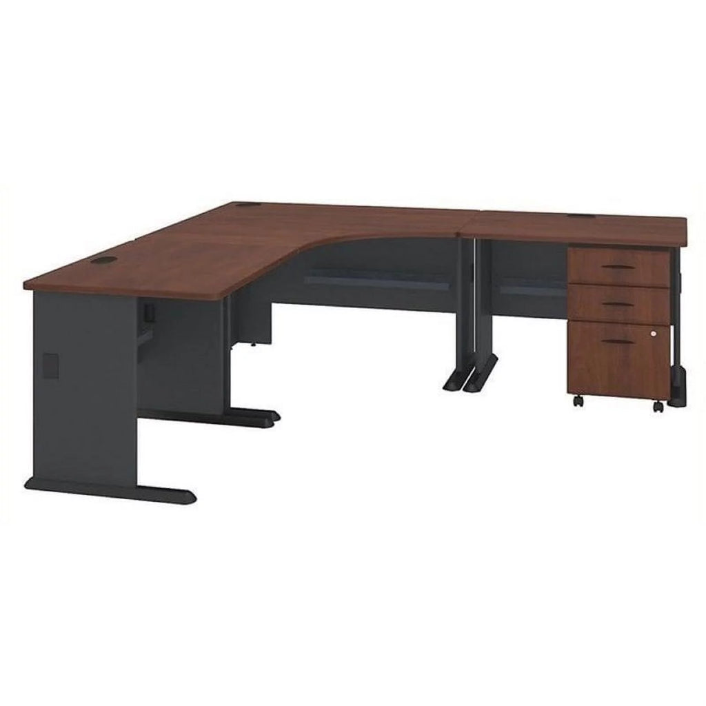 84" L-Shaped Corner Desk in Hansen Cherry N2967