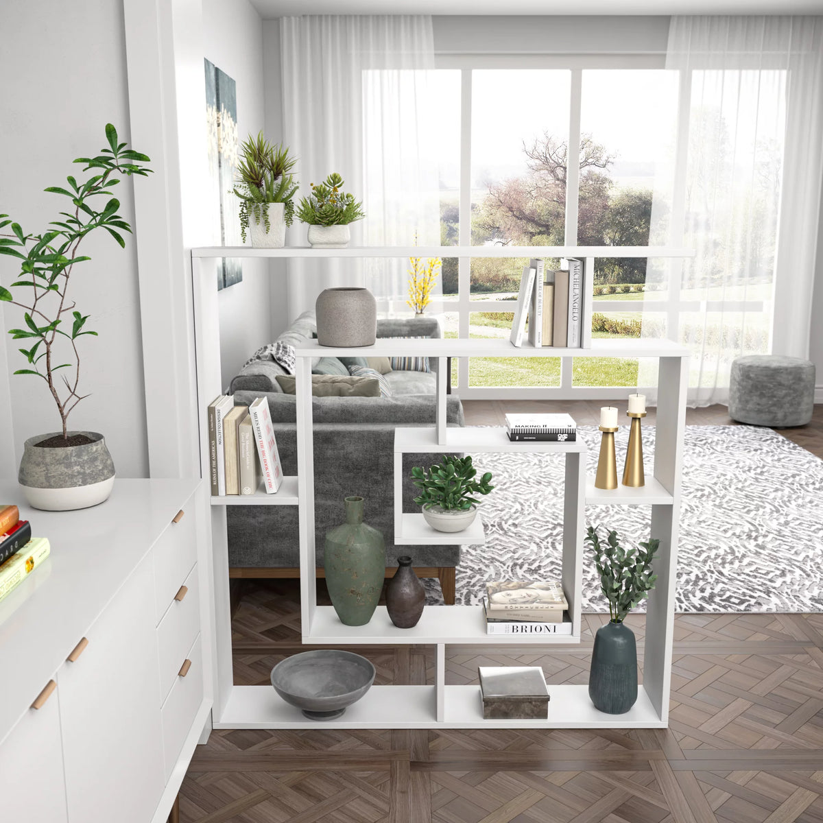 4 Tier White Modern Bookcase U150