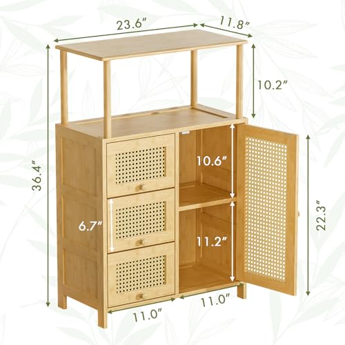 Bamboo Rattan Sideboard Cabinet with Adjustable Shelf X12764