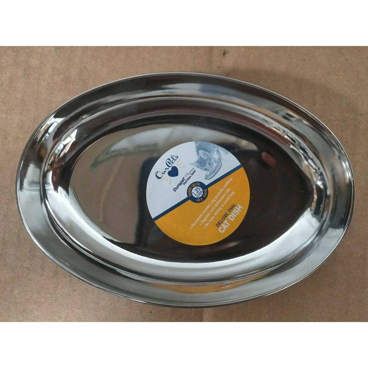 Oval Cat Dish with Rubber Bonded Bottom W37458
