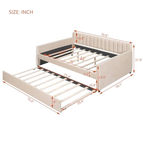Twin Size Upholstered Daybed with Trundle W494