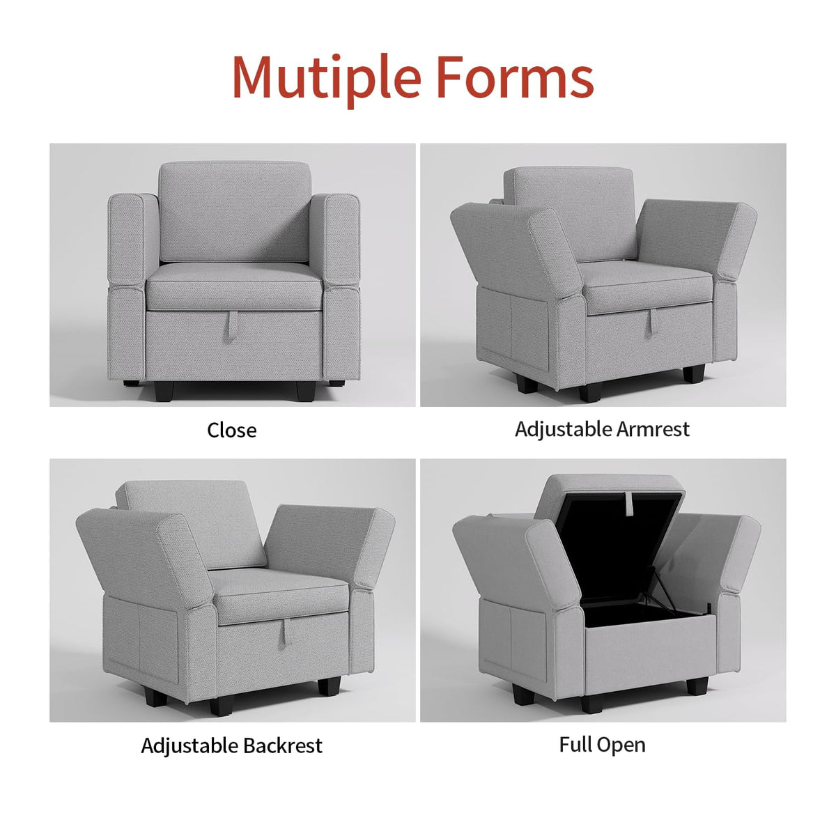 Grey U Shaped 6 Seats Modular Sectional Sofa P626573