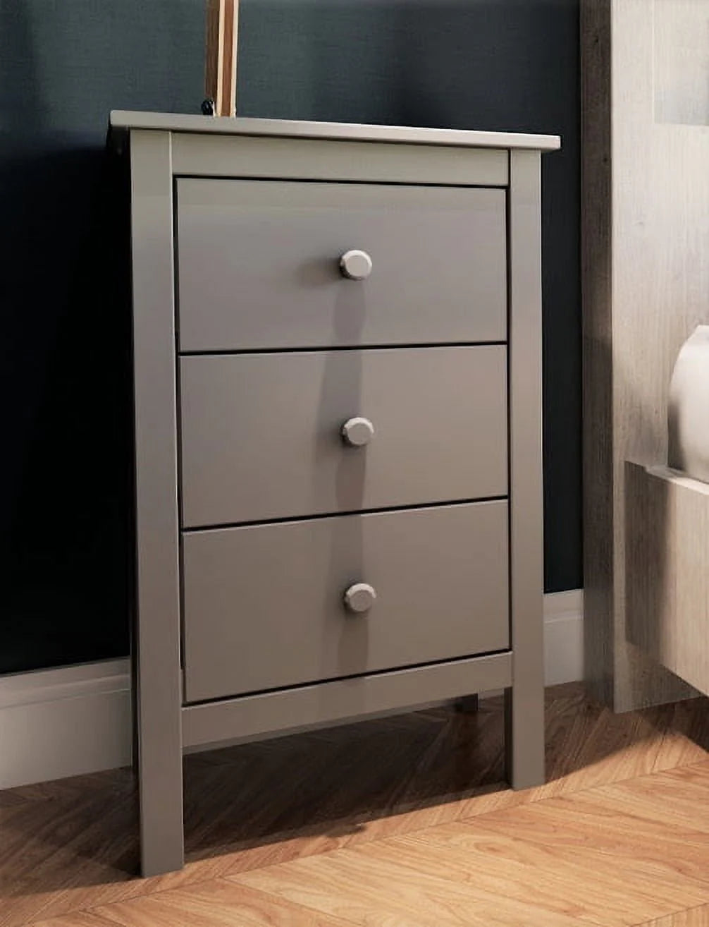 White 3 Drawer Extra Tall Nightstand V11289