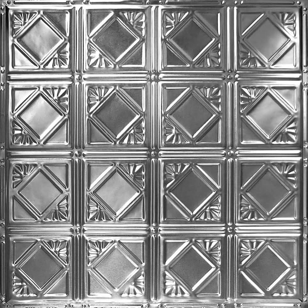 Brushed Satin Nickel 2 ft. x 2 ft. Tin Ceiling Tile N476914