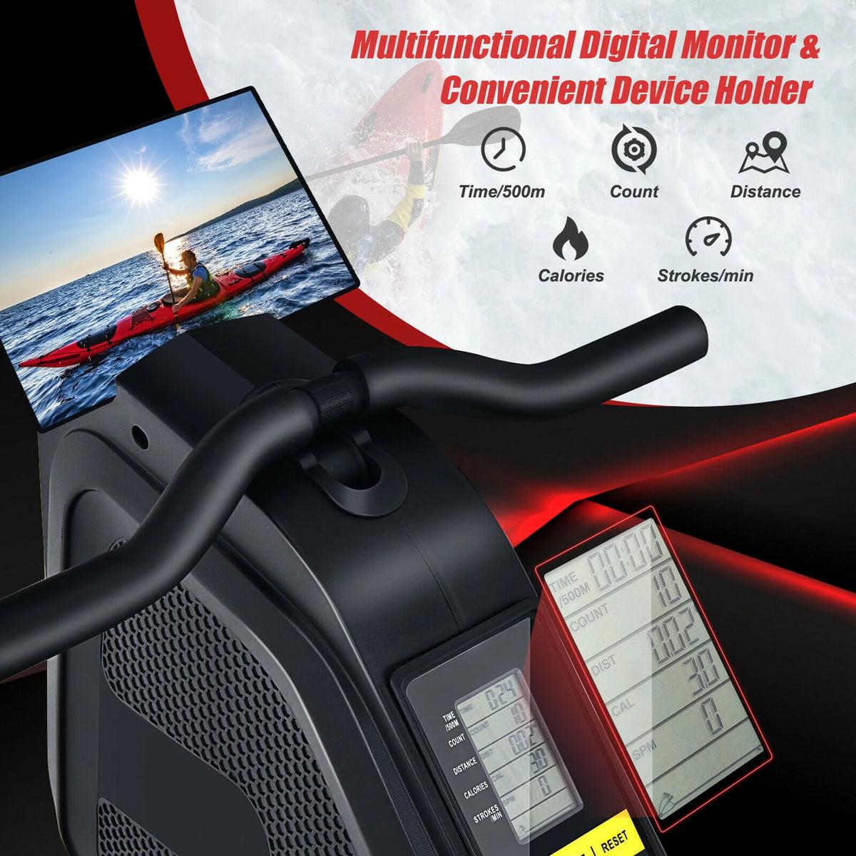 Folding Magnetic Rowing Machine with Monitor M14950