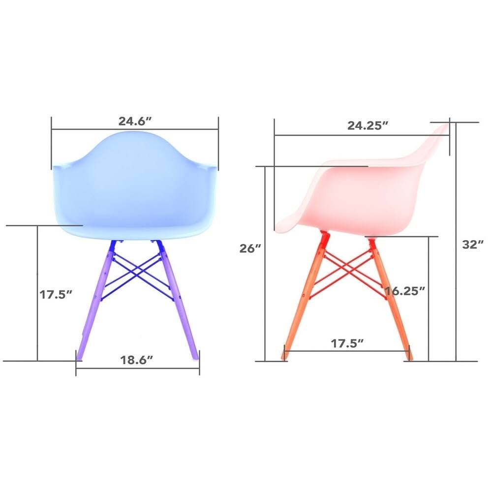 Green Molded Plastic Dining Arm Chair with Black Wood Legs Set of 2 D18188