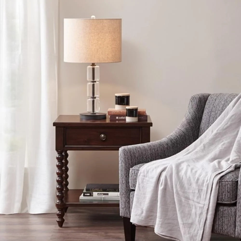 Brown 2 Tier Nightstand with Drawer F16683