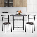 3-Piece Dining Table Set with 2 Chairs and Wine Rack J650848
