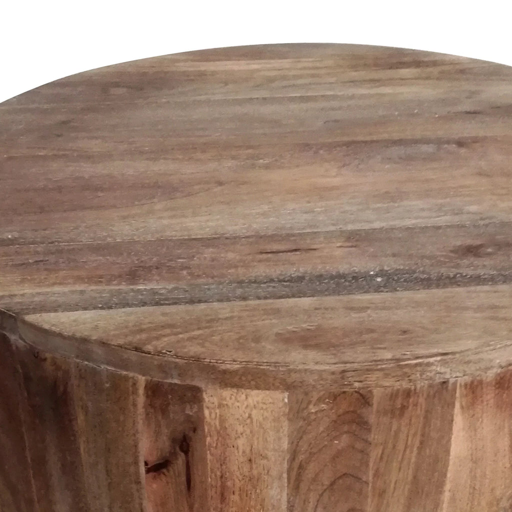 Round Mango Wood Side End Table B3016