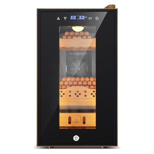 Electric Humidor 25L 150 Counts Thermostatic Cooling Cabinet with Spanish Cedar Wood Shelves C5494