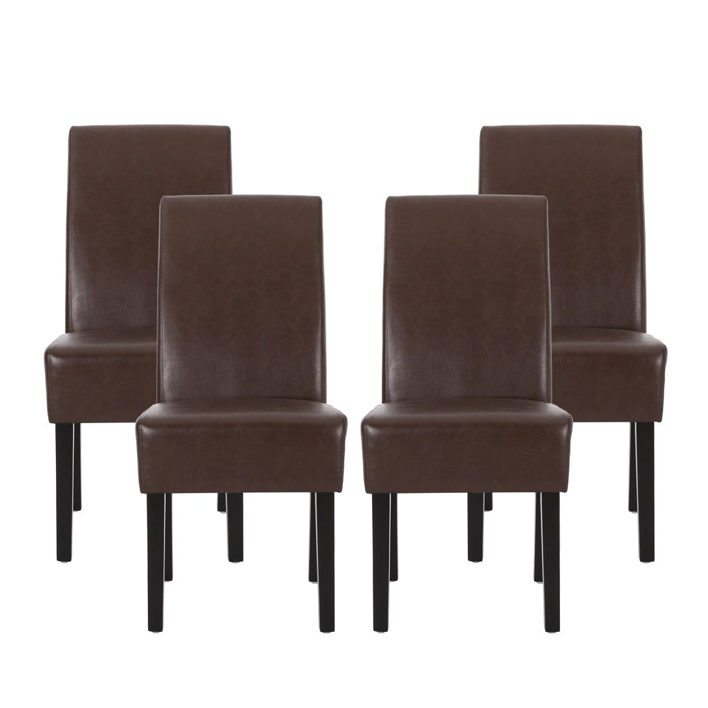 Faux Leather Dining Chairs Set of 4 Dark Brown I497356