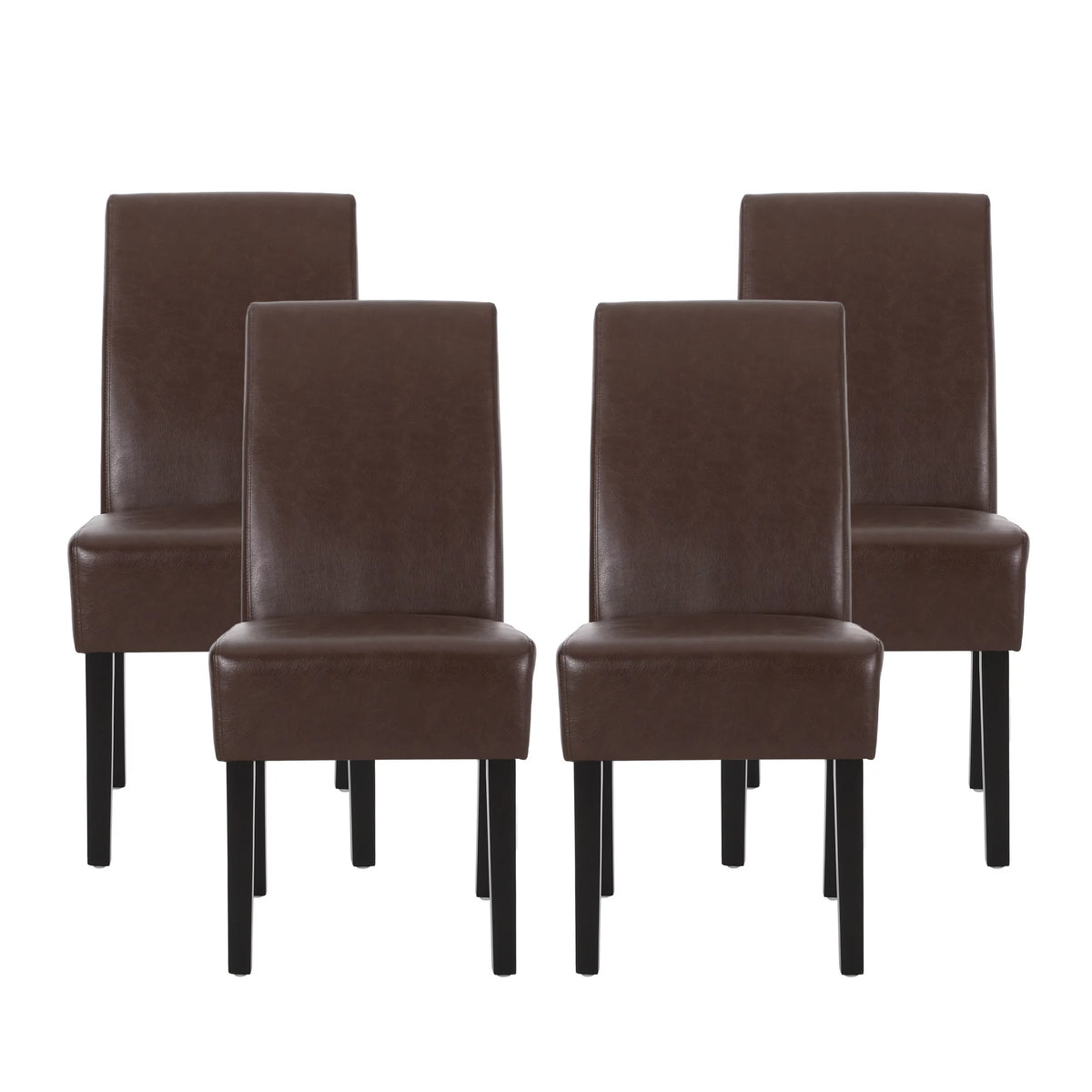 Faux Leather Dining Chairs Set of 4 Dark Brown I497356