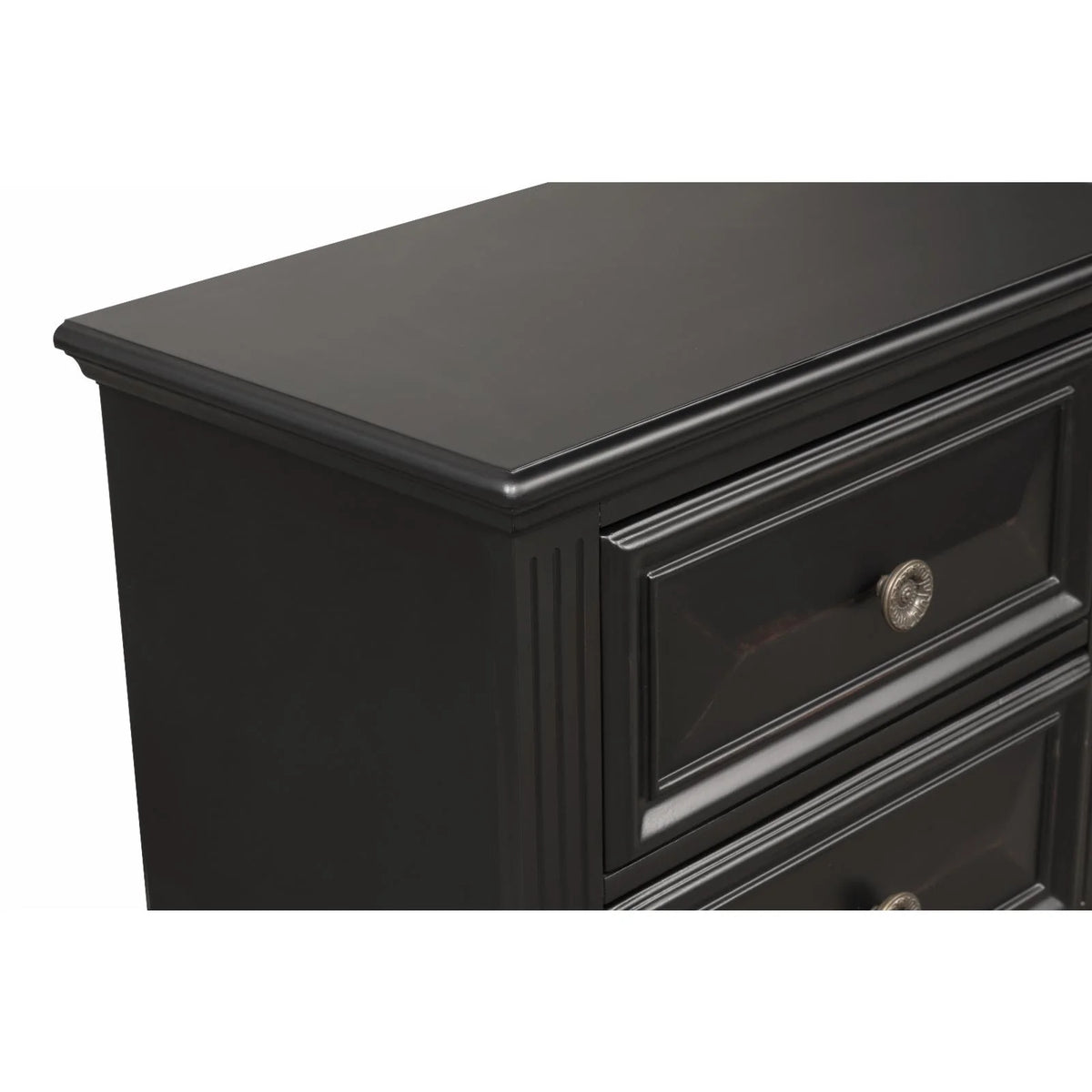 Vintage Black 2-Drawer Nightstand V344