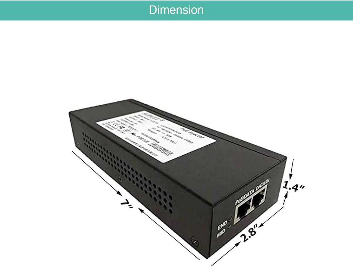 30W Gigabit Single Port Power Over Ethernet PoE Injector V6000