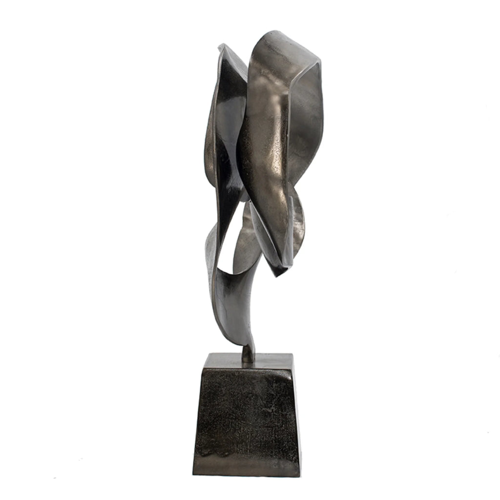 Black Abstract Sculpture on Pedestal Base S829999