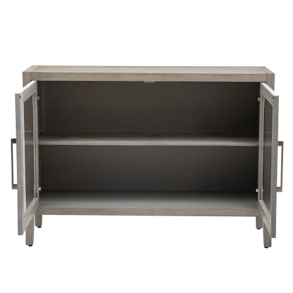 Gray Wood Storage Cabinet with Two Tempered Glass Doors O3557