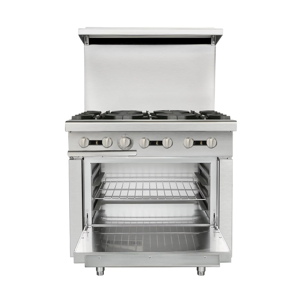 36 Commercial Gas Range Stove with 6 Burner 4.8 Cu.Ft Oven P7042