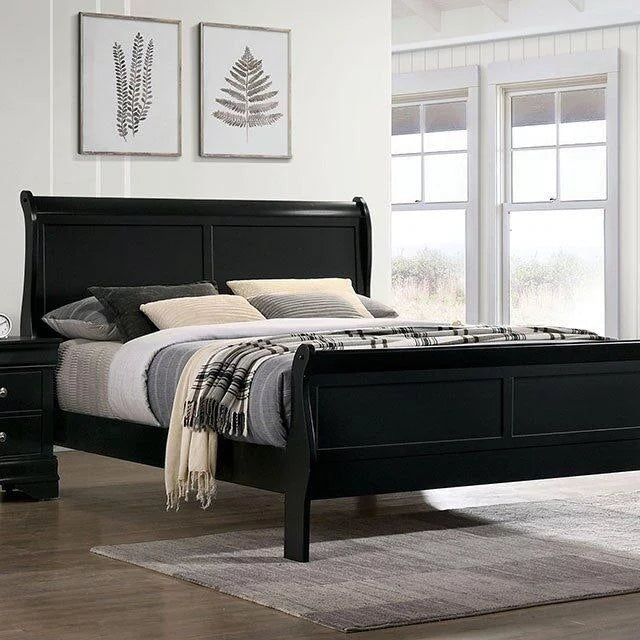 Black Solid Wood 5pcs Bedroom Set B45670