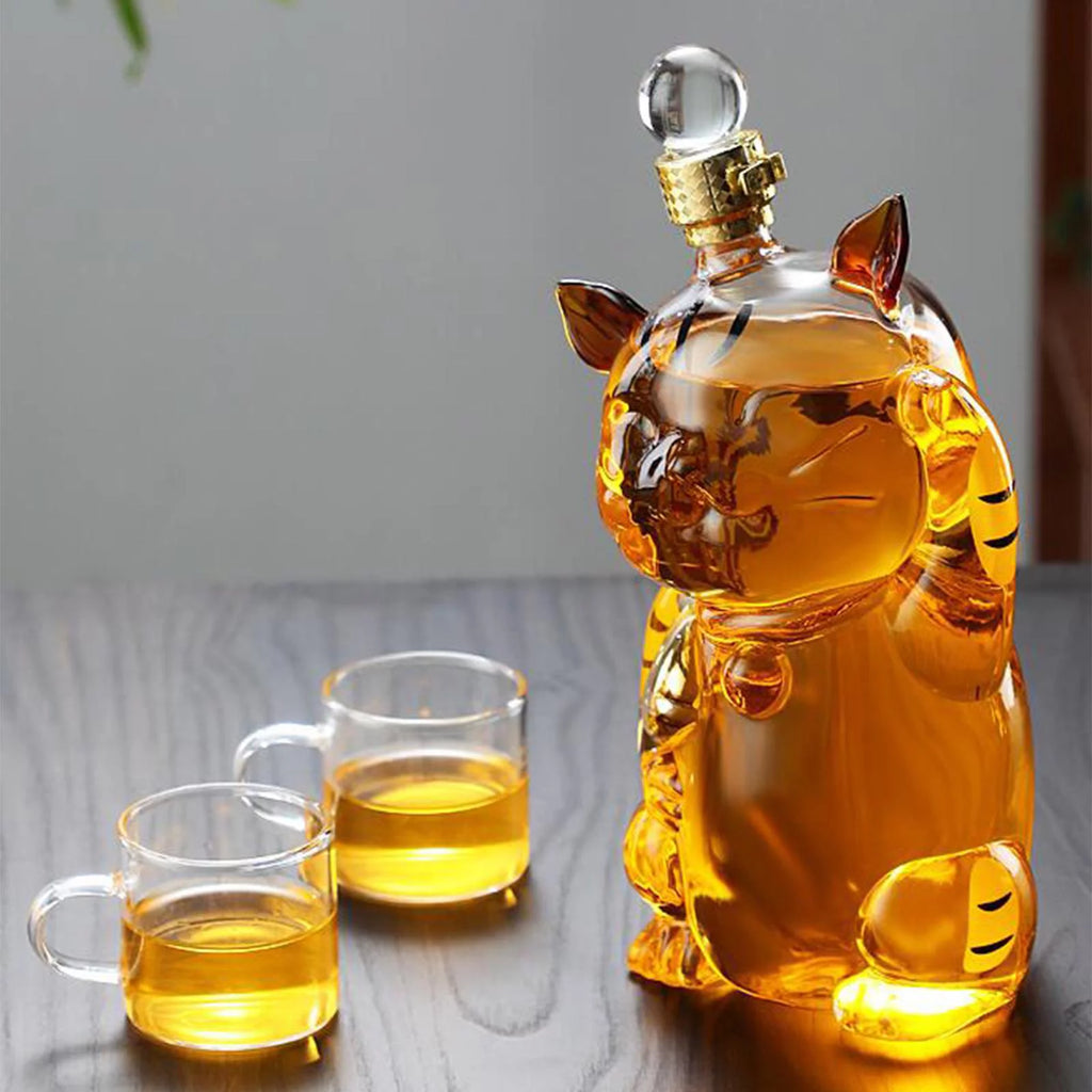 Cat Shaped Glass Decanter with Airtight Stopper A243
