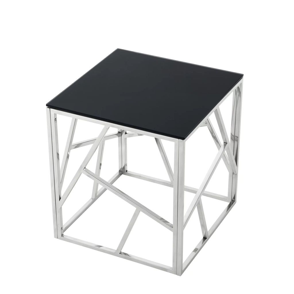 20 Inch Glass End Table with Metal Frame B6904