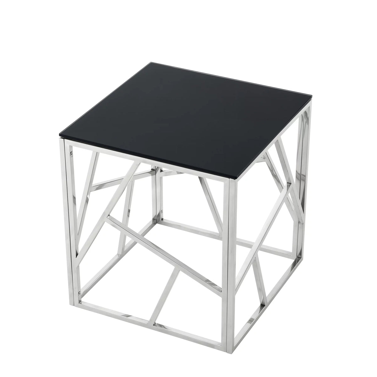 20 Inch Glass End Table with Metal Frame B6904