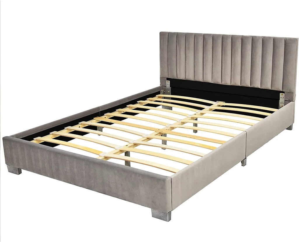 Navy Upholstered Full Size Platform Bed Frame Y9478