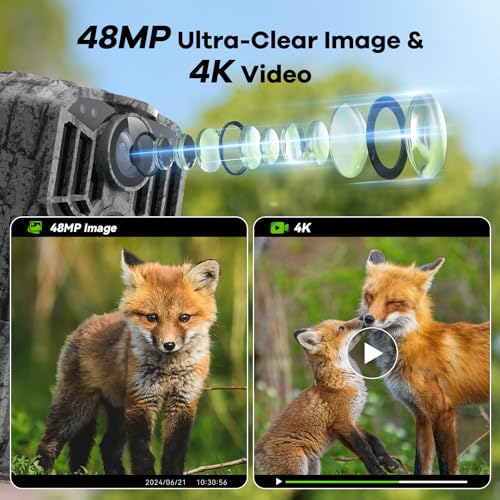 Trail Camera 48MP 4K WiFi Bluetooth Night Vision Waterproof Q250575