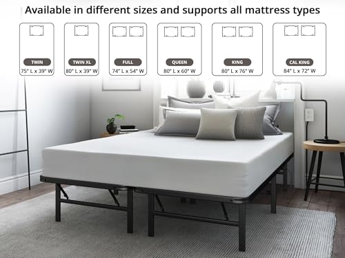 Folding Metal Bed Frame, 14 Inch Full H2759