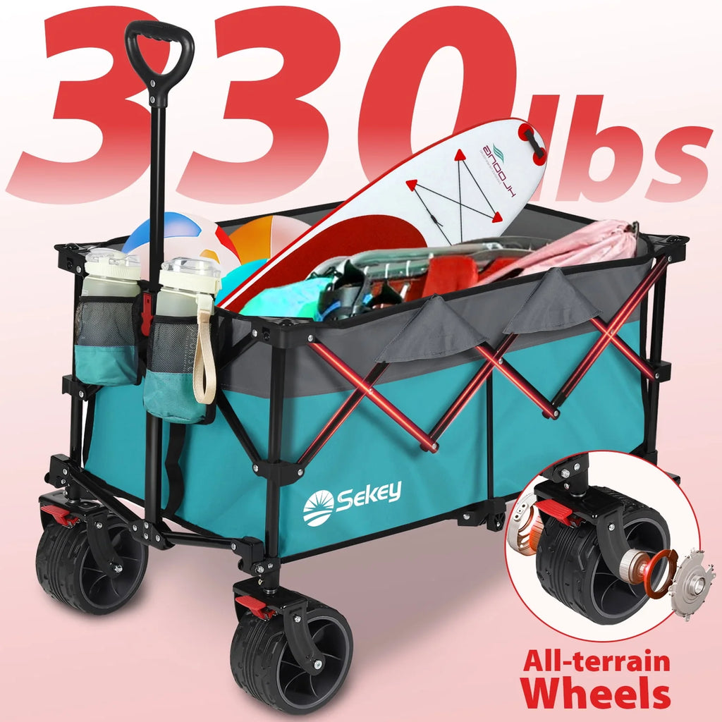 200L Heavy Duty Foldable Wagon with All-Terrain Wheels, Black J219