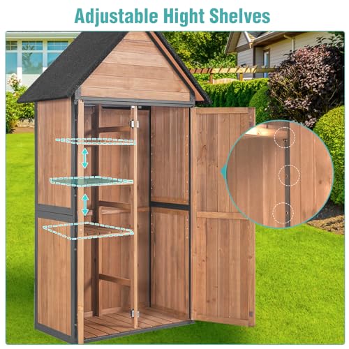Outdoor Storage Shed with Adjustable Shelves L19123