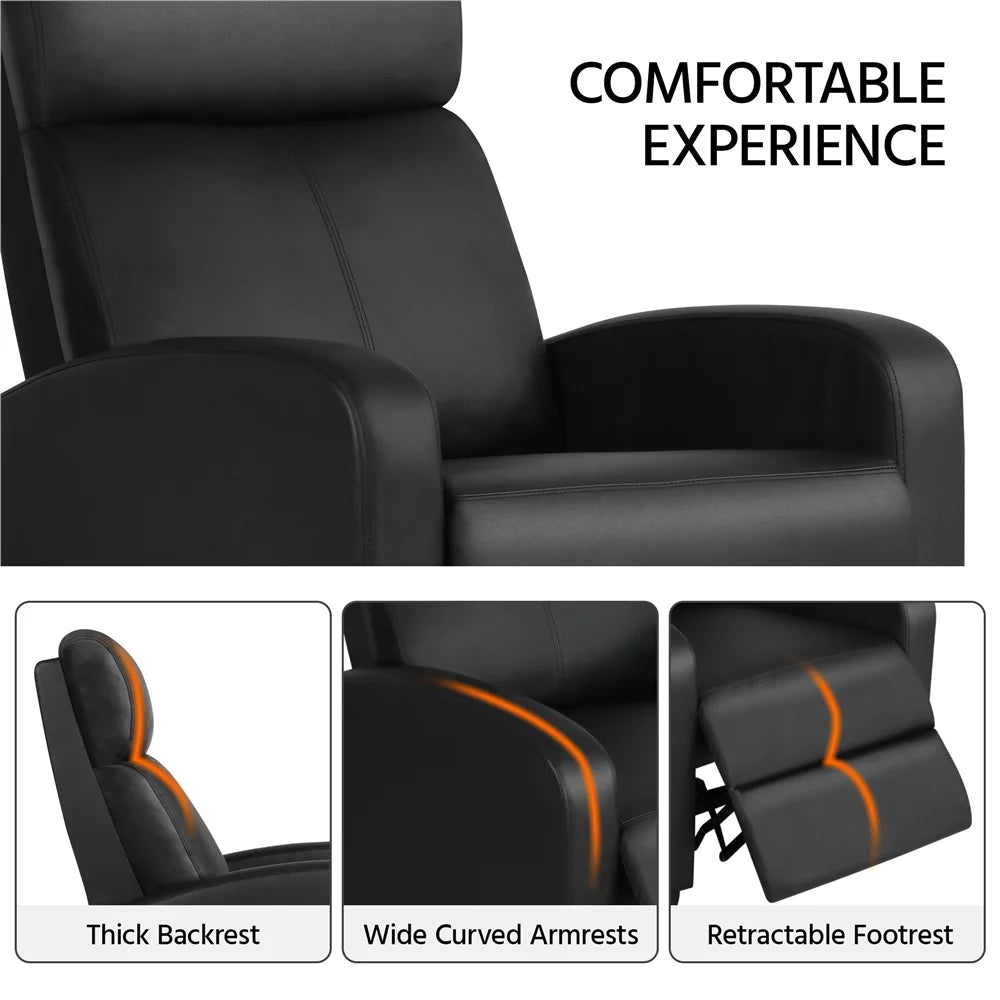 Faux Leather Push Back Recliner P4824