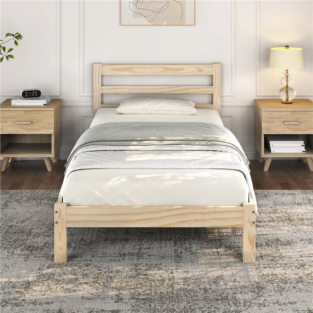 Queen Wooden Platform Bed Frame with Headboard P722