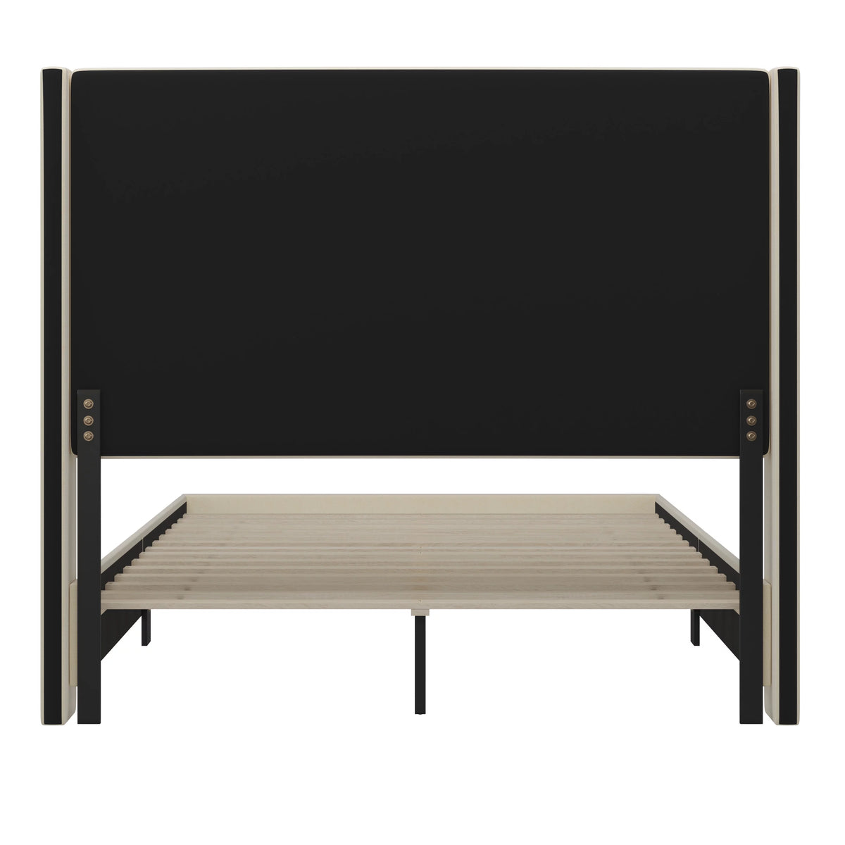 Queen Size Beige Faux Linen Upholstered Platform Bed Frame Z942